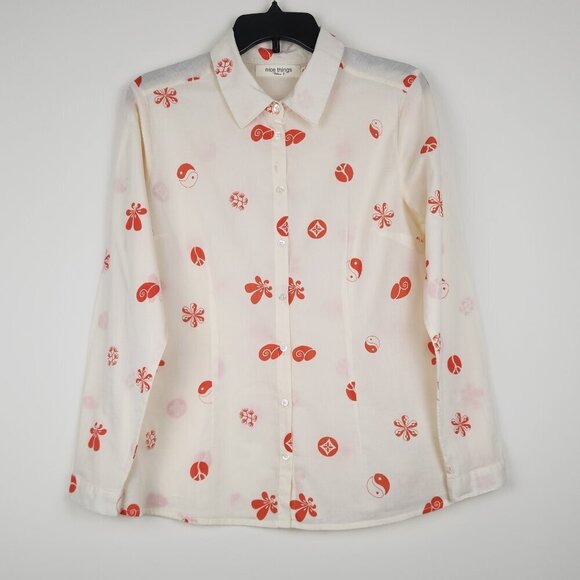Nice Things Paloma S. Size 8 Long Sleeve Button Front Collared Women's Top Shirt - Picture 1 of 8